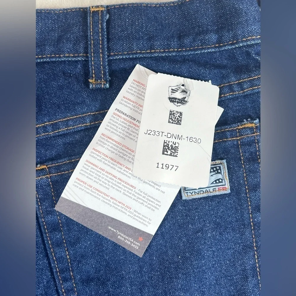 NWT Tyndale Madd in USA Arc Rates Flame Resistant 38W Denim Jeans Old stock